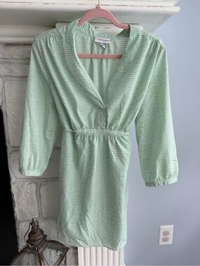 Striped Mint Green V-Neck Tunic